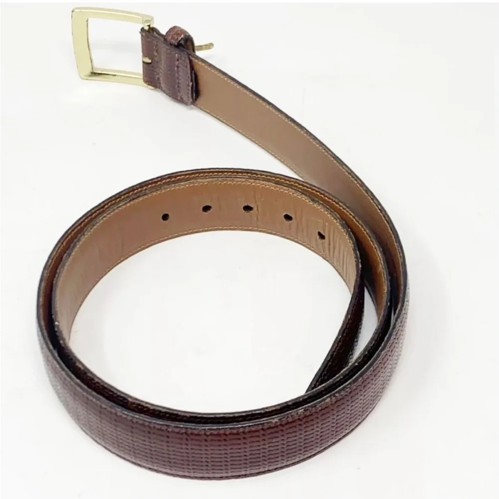 TRAFALGAR Brown Townsend Weave Leather Men's Belt 38/95 Handmade USA